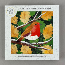 Load image into Gallery viewer, Pack of 6 Christmas Cards - 'Robin and Oak Leaves'