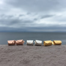 Load image into Gallery viewer, Rolled Wave Studs - Rose Gold Plated Silver