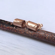Load image into Gallery viewer, Rolled Wave Studs - Rose Gold Plated Silver