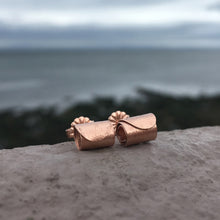 Load image into Gallery viewer, Rolled Wave Studs - Rose Gold Plated Silver