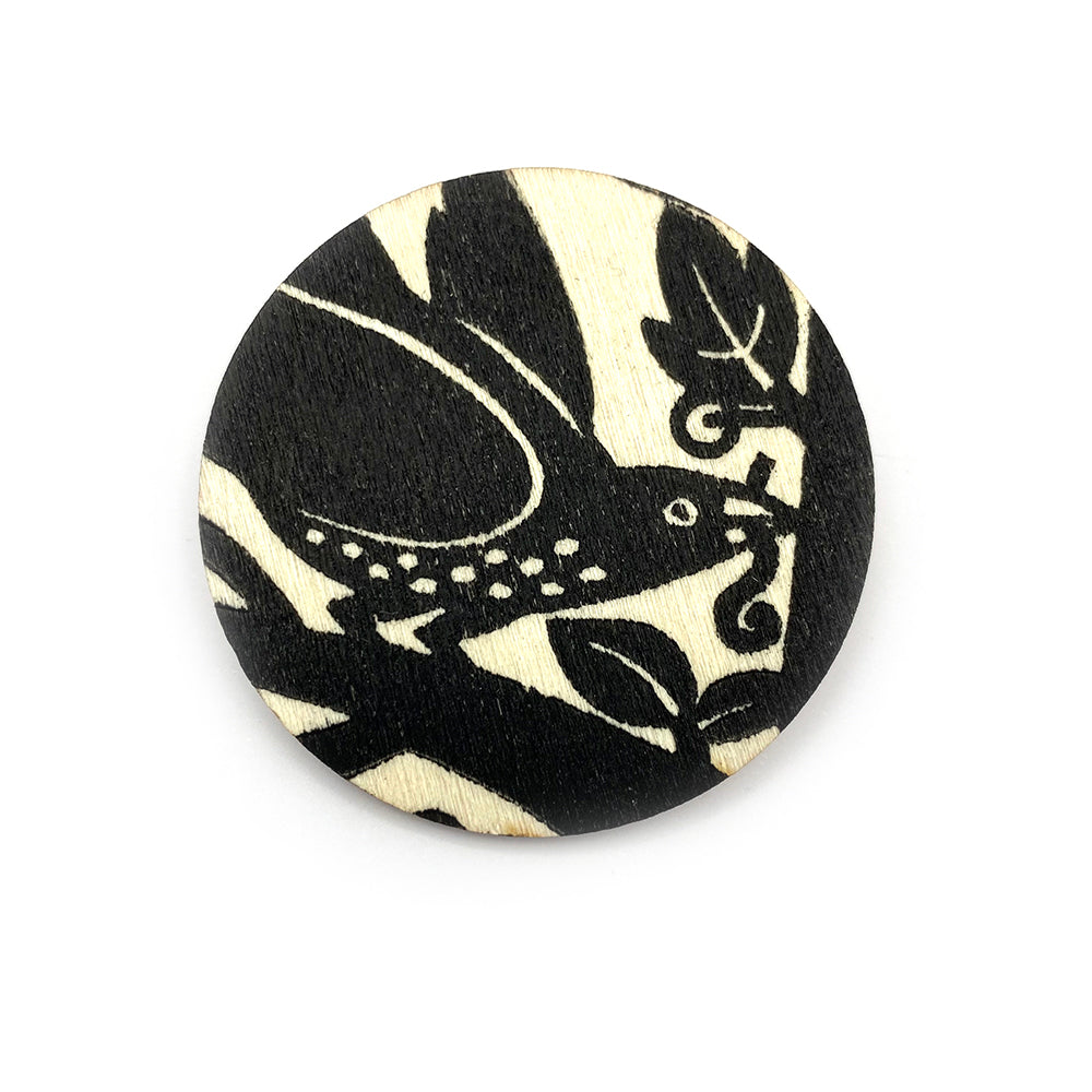 Linocut Brooch - Bird