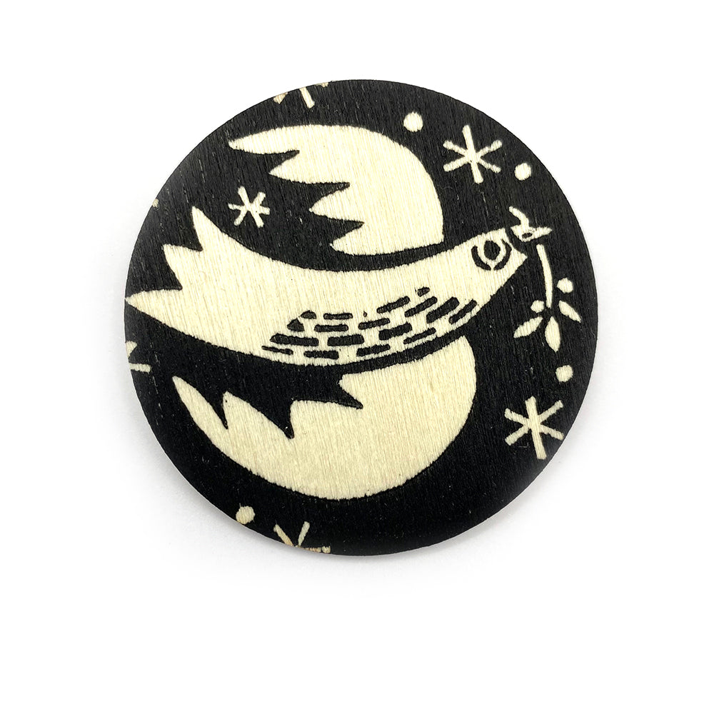 Linocut Brooch - Dove