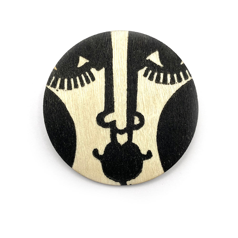 Linocut Brooch - Face