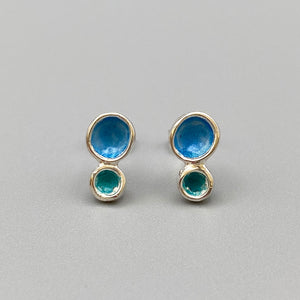 Flourish Double Bud Studs - Blue