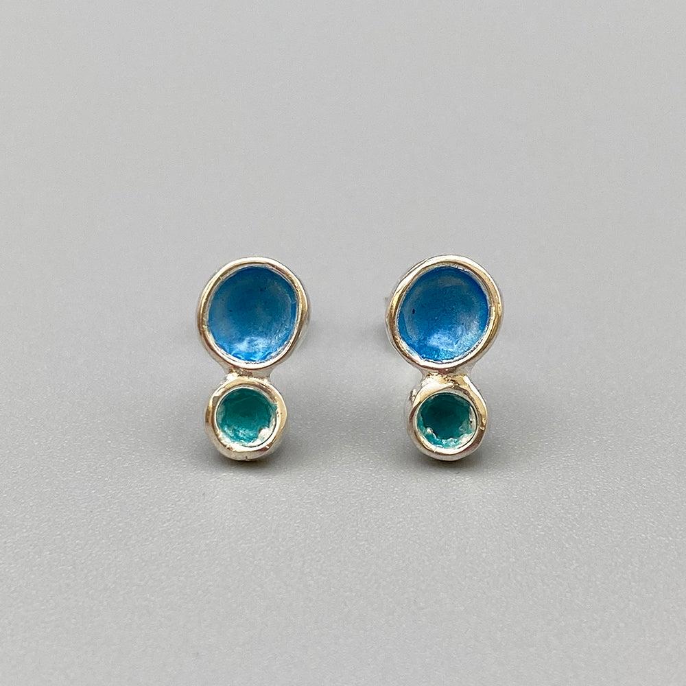 Flourish Double Bud Studs - Blue