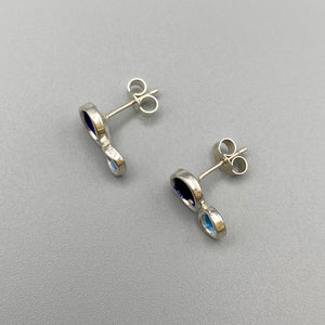 Flourish Double Bud Studs - Cobalt Blue