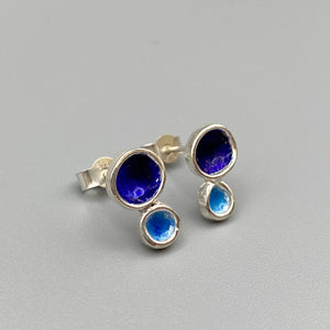 Flourish Double Bud Studs - Cobalt Blue