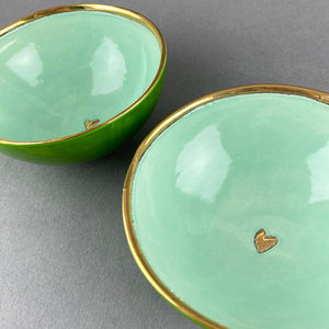 Small Bowl with Heart - Turquoise / Green