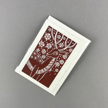 Load image into Gallery viewer, Winter Stag Handmade Card - Maroon
