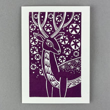 Load image into Gallery viewer, Winter Stag Handmade Card - Purple
