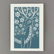Load image into Gallery viewer, Winter Stag Handmade Card - Blue
