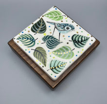 Load image into Gallery viewer, Walnut Mounted Tile - Leaves
