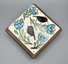 Load image into Gallery viewer, Walnut Mounted Tile - Tulips
