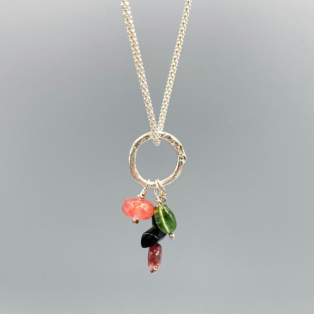 Ring Pendant with Gemstone Drops