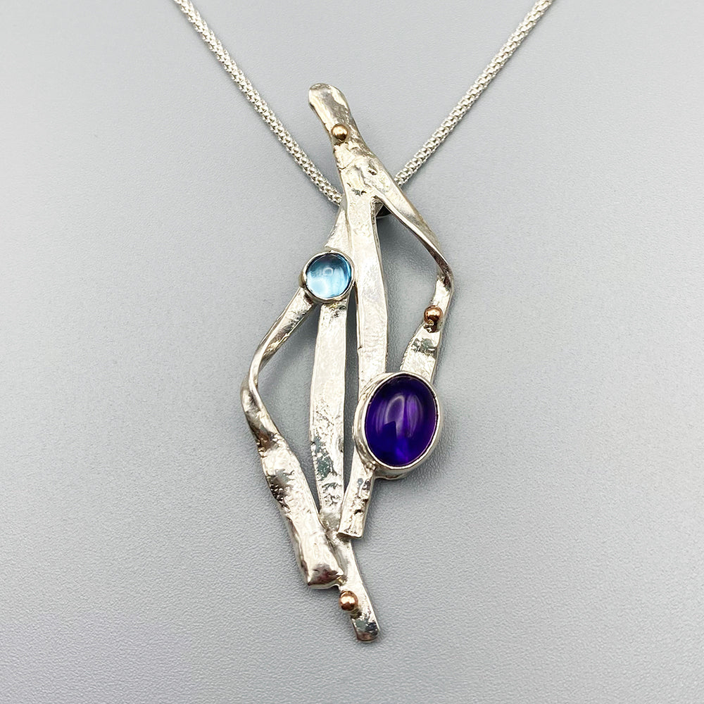 Seascape Amethyst & Topaz Pendant