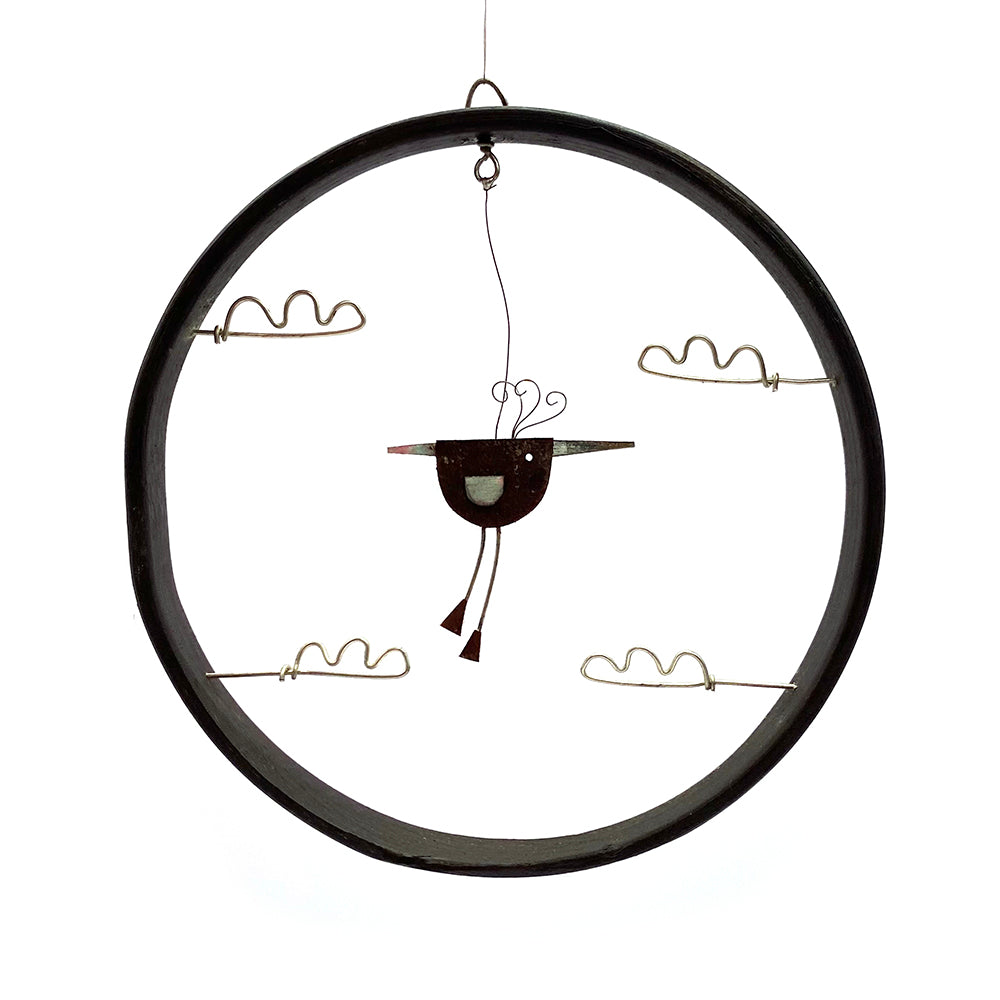 Small Hoop - Bird & Clouds