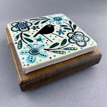 Load image into Gallery viewer, Walnut Mounted Tile - Flowers
