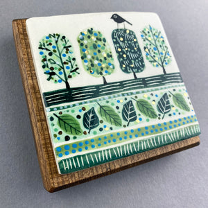 Walnut Mounted Tile - Trees