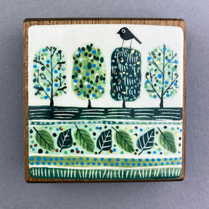 Walnut Mounted Tile - Trees