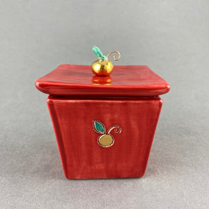 Lidded Box with Apple - Red