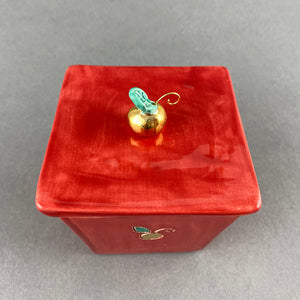 Lidded Box with Apple - Red