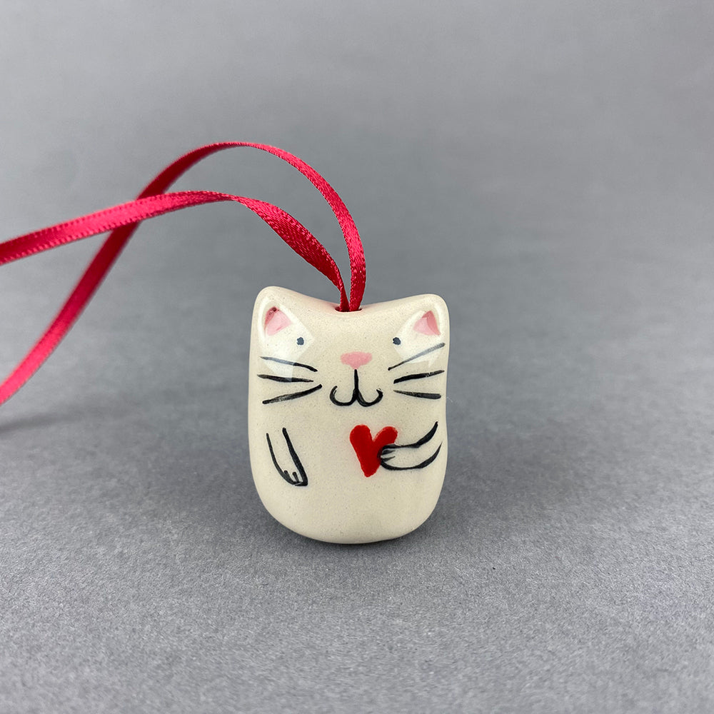 Cat with Heart Decoration