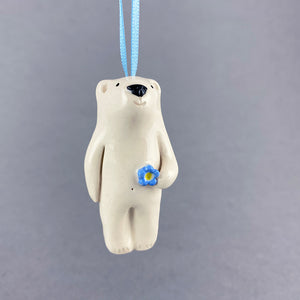Bear with Forget Me Not Decoration