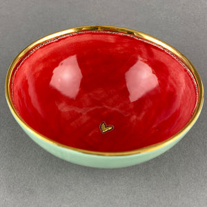 Small Bowl with Heart - Red / Turquoise