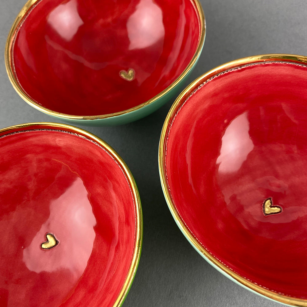 Small Bowl with Heart - Red / Turquoise