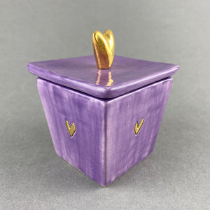 Lidded Box with Heart - Purple