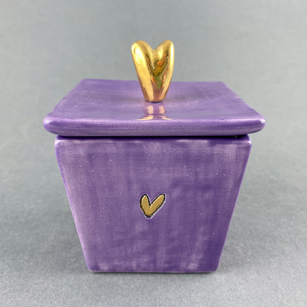 Lidded Box with Heart - Purple