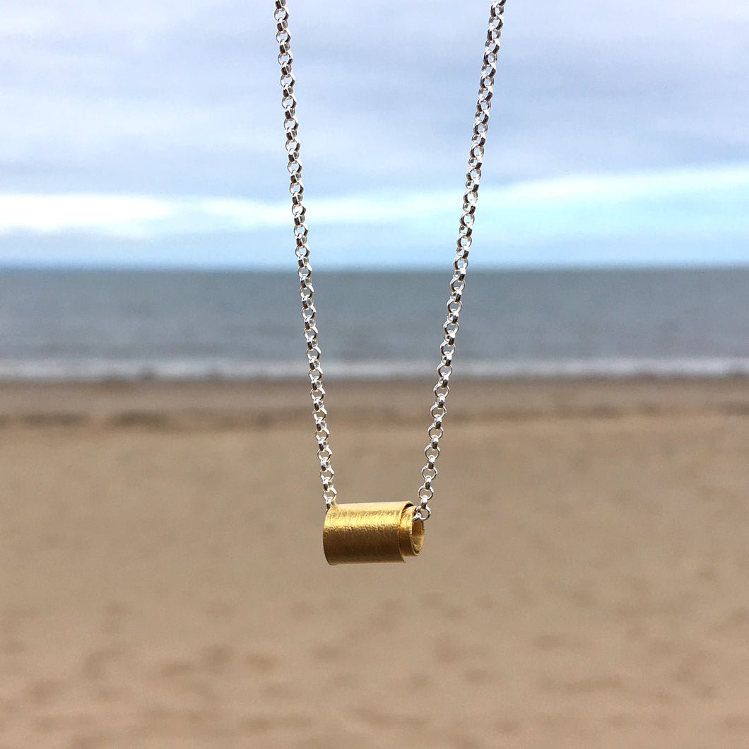Rolled Wave Pendant - Gold Plated Silver