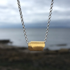 Rolled Wave Pendant - Gold Plated Silver