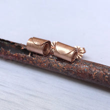 Load image into Gallery viewer, Rolled Wave Studs - Rose Gold Plated Silver
