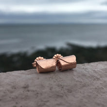Load image into Gallery viewer, Rolled Wave Studs - Rose Gold Plated Silver
