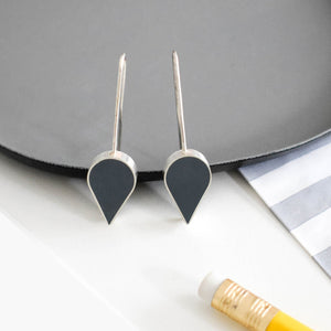 Grey Teardrop Earrings - Small